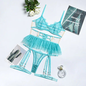 Ensemble lingerie luxe avec porte-jarretelles Framboise - GUAPPAA