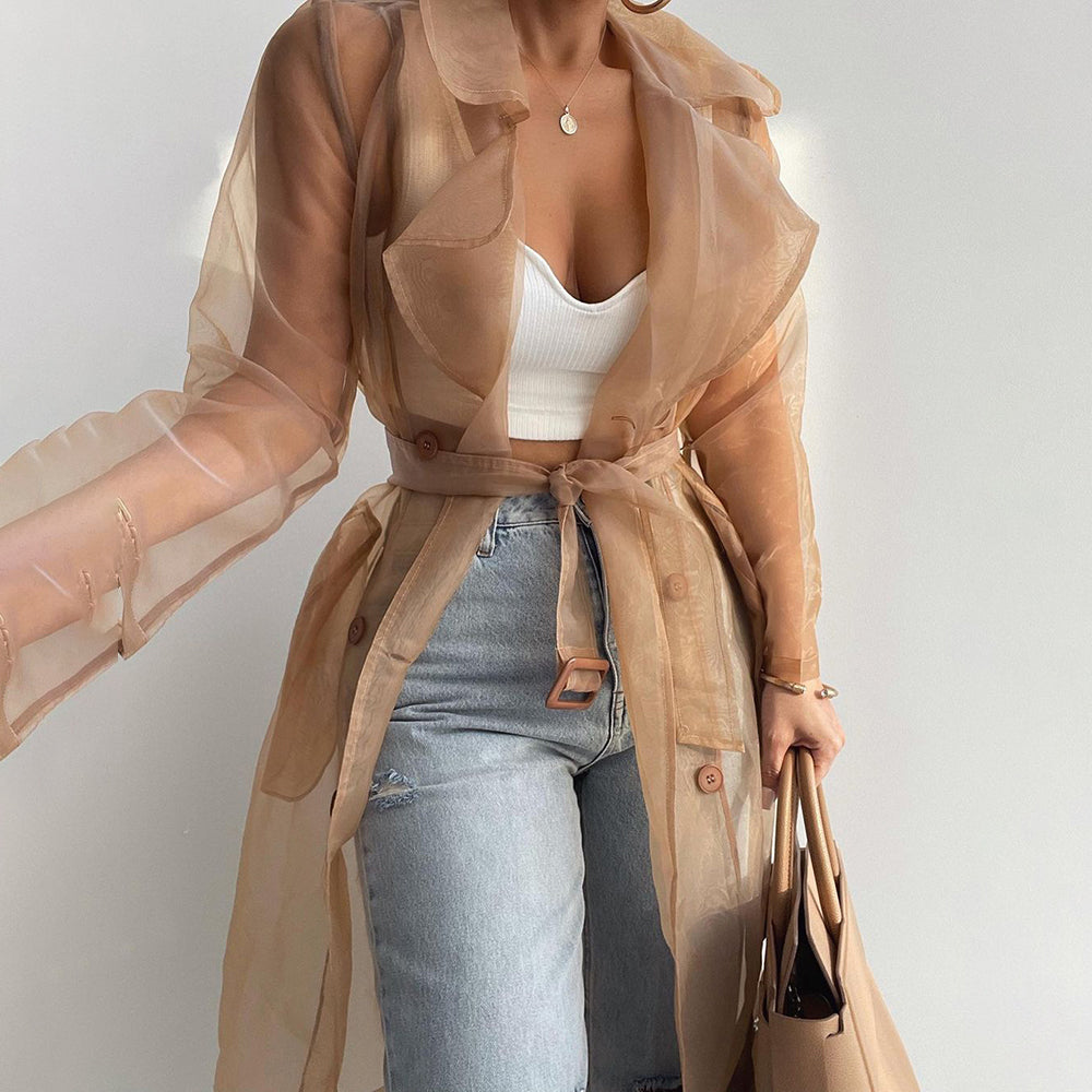 S-XL Veste longue trench transparent d'été mode Beaumont