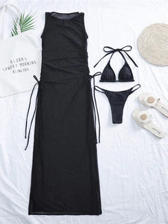 Maillot de bain string ficelle trois pièces avec robe de plage transparente Transparencia - GUAPPAA