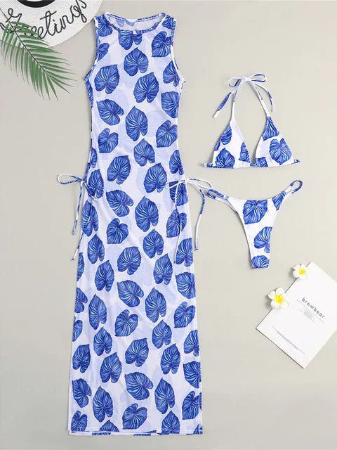Maillot de bain string ficelle trois pièces avec robe de plage transparente Transparencia - GUAPPAA