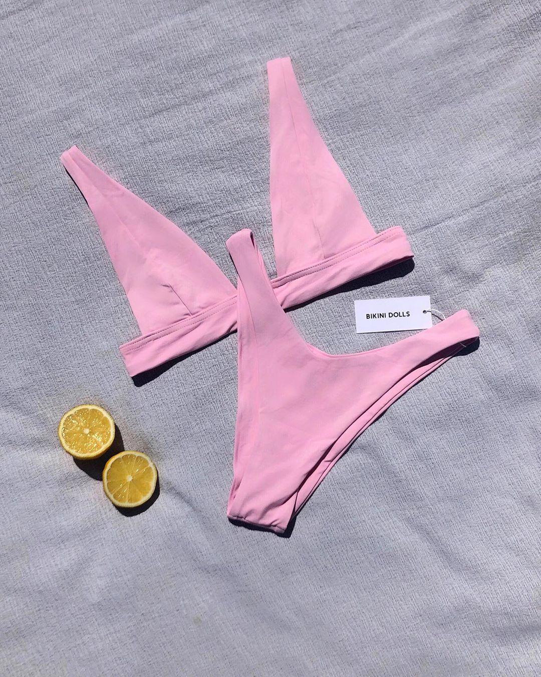 Maillot de bain échancré deux pièces taille haute triangle push-up Mezza - GUAPPAA