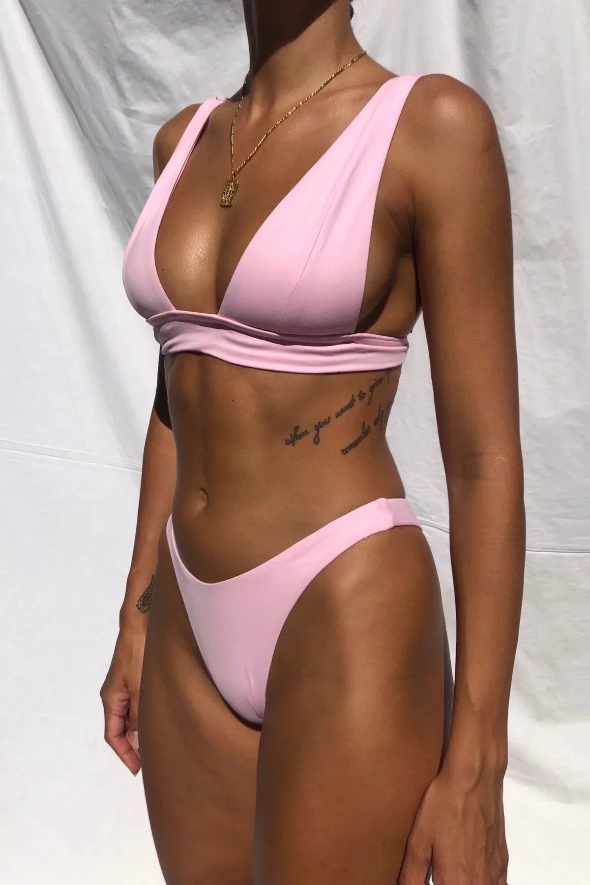 Maillot de bain échancré deux pièces taille haute triangle push-up Mezza - GUAPPAA