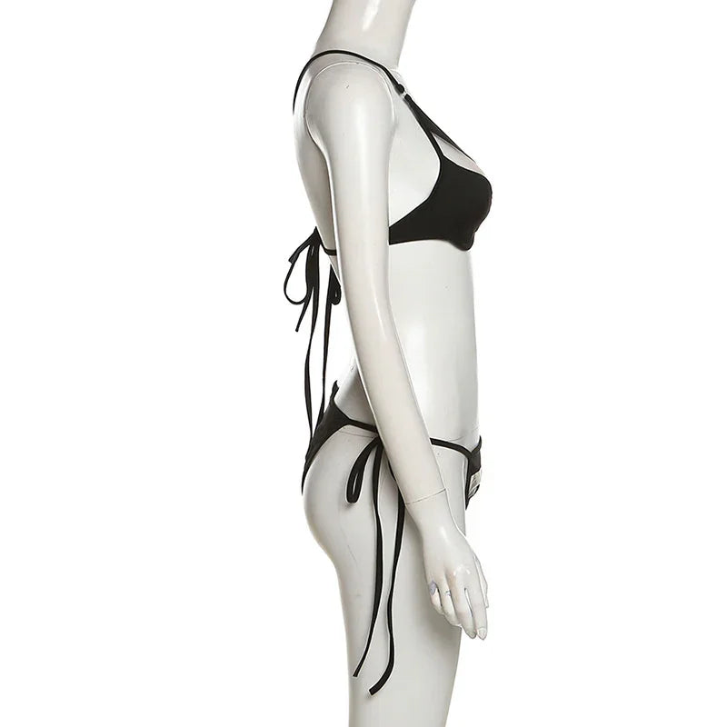 Micro bikini string tanga ficelle transparent luxe une épaule design Montori - GUAPPAA