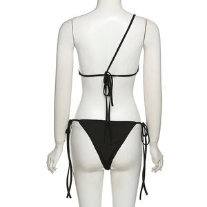 Micro bikini string tanga ficelle transparent luxe une épaule design Montori - GUAPPAA