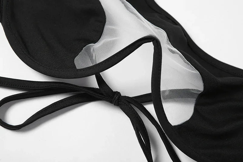 Micro bikini string tanga ficelle transparent luxe une épaule design Montori - GUAPPAA