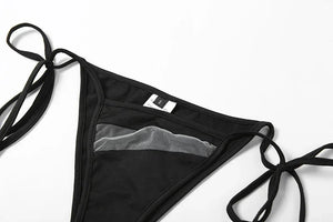 Micro bikini string tanga ficelle transparent luxe une épaule design Montori - GUAPPAA