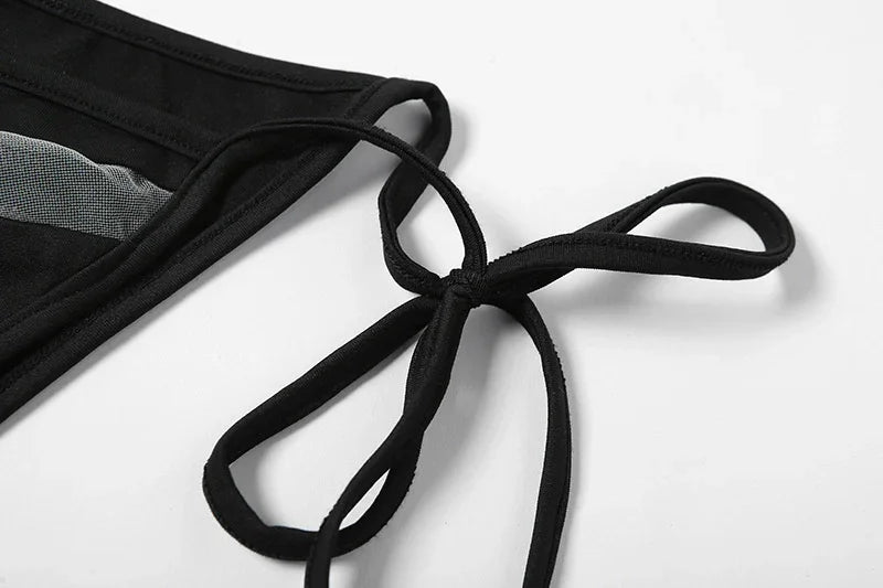 Micro bikini string tanga ficelle transparent luxe une épaule design Montori - GUAPPAA