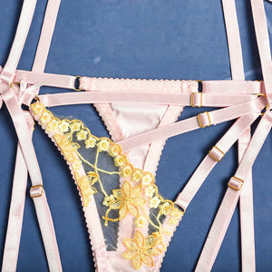 S-XL L'Opportun lingerie exotique trois pièces luxueuse satinée ouverte - GUAPPAA
