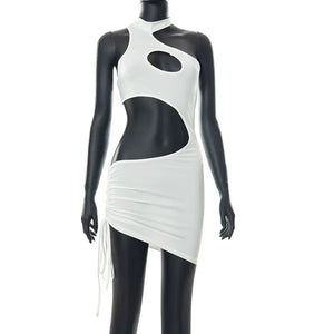 Gallia 3 couleurs micro robe asymétrique ouverte lacée sexy d'été - GUAPPAA
