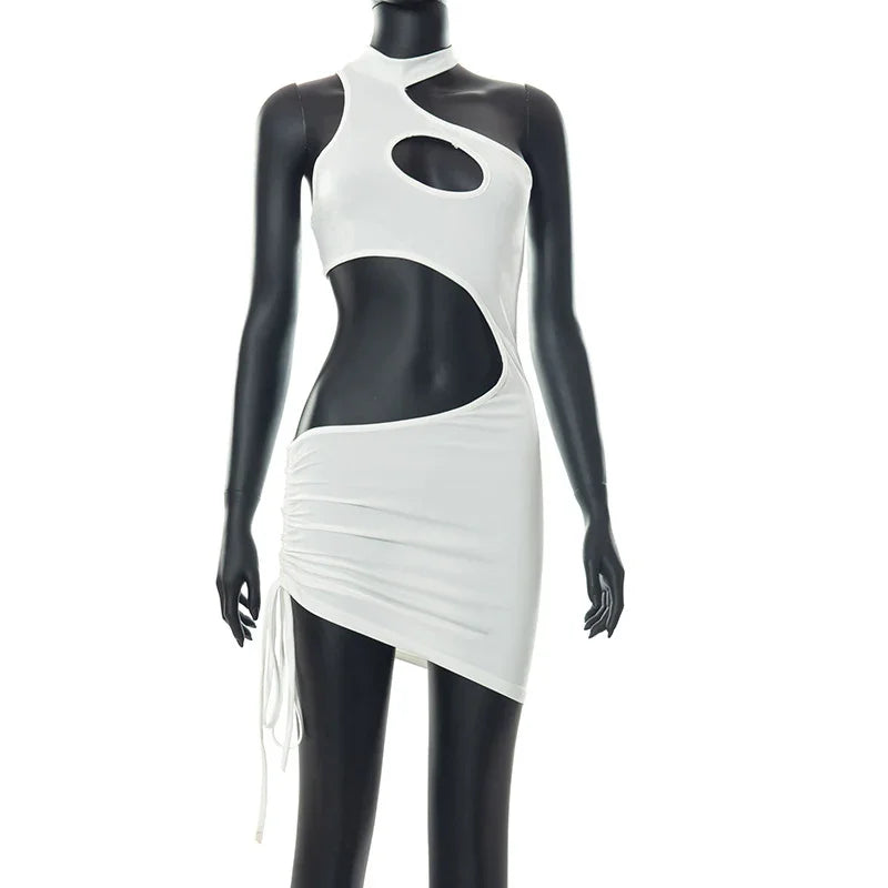 Gallia 3 couleurs micro robe asymétrique ouverte lacée sexy d'été - GUAPPAA