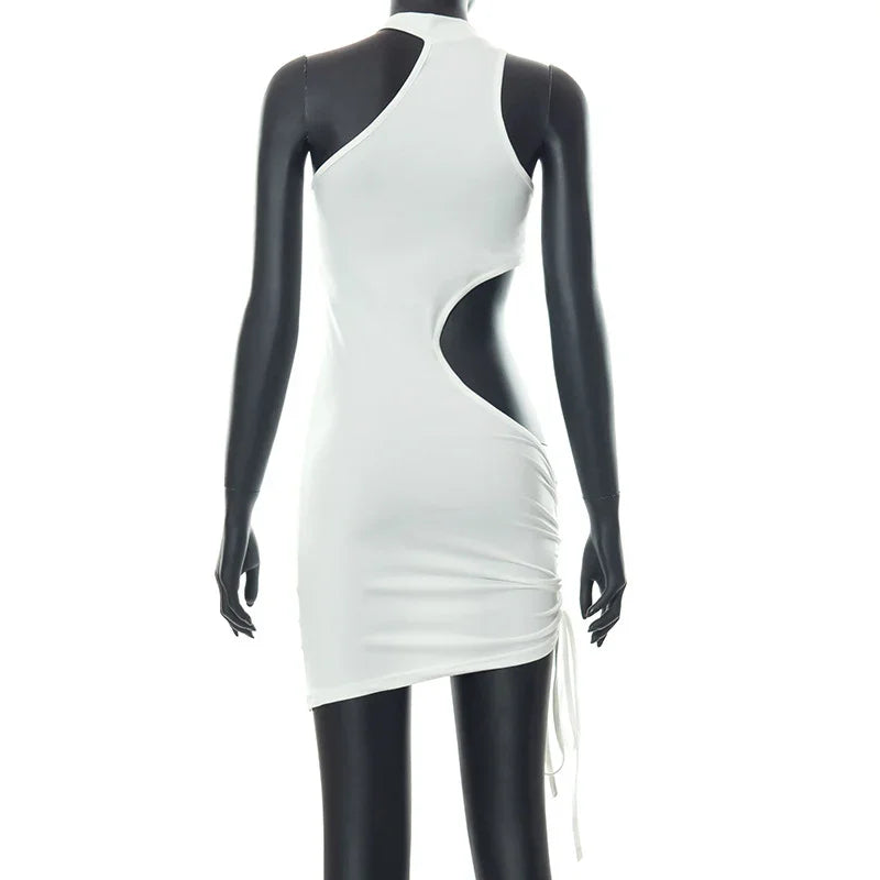 Gallia 3 couleurs micro robe asymétrique ouverte lacée sexy d'été - GUAPPAA