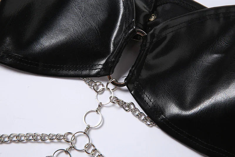 Soutien-gorge clubwear en skaï à chaînettes Nia - GUAPPAA