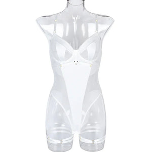 Body string transparent et jarretières doubles sexy lingerie raffinée Structure - GUAPPAA