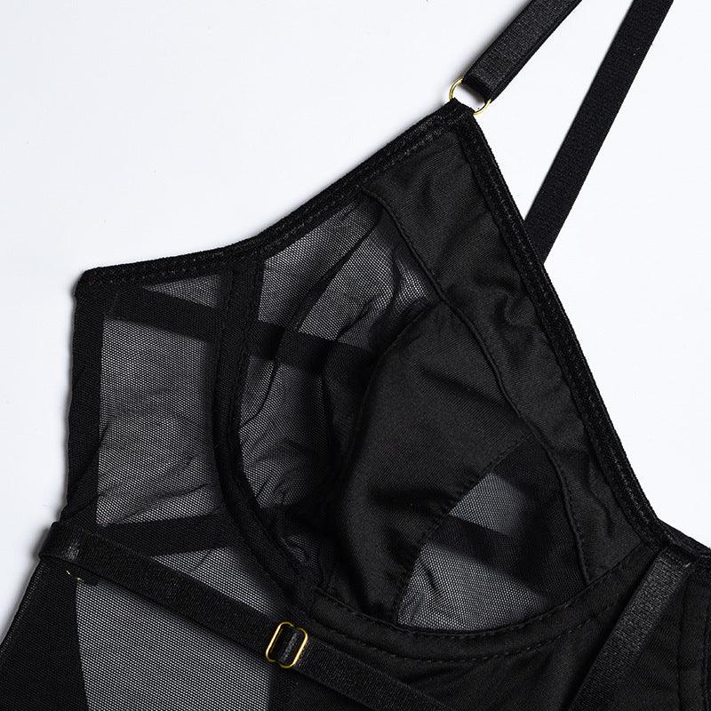 Body string transparent et jarretières doubles sexy lingerie raffinée Structure - GUAPPAA