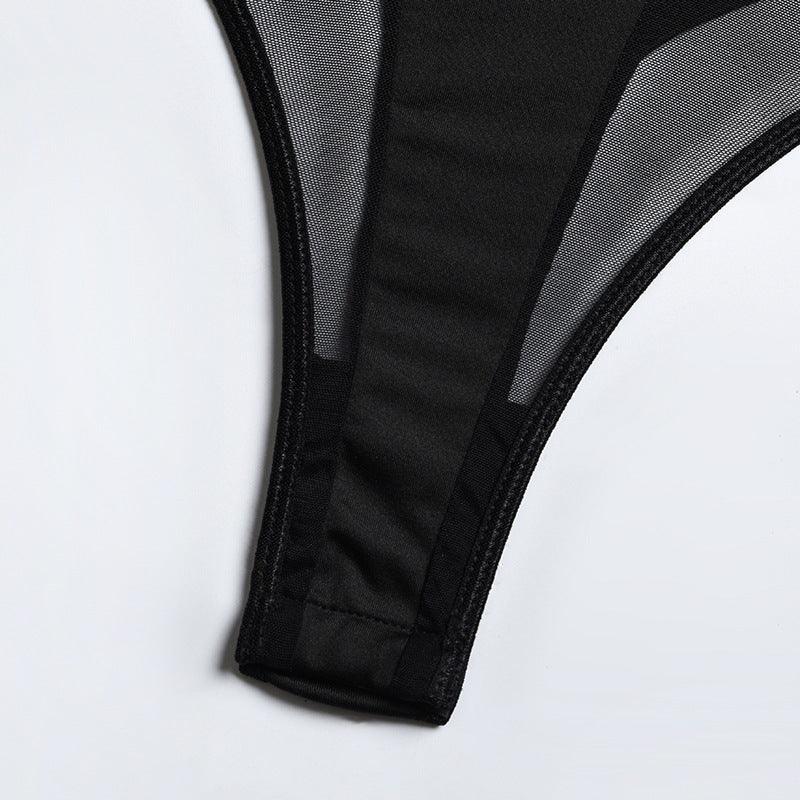 Body string transparent et jarretières doubles sexy lingerie raffinée Structure - GUAPPAA