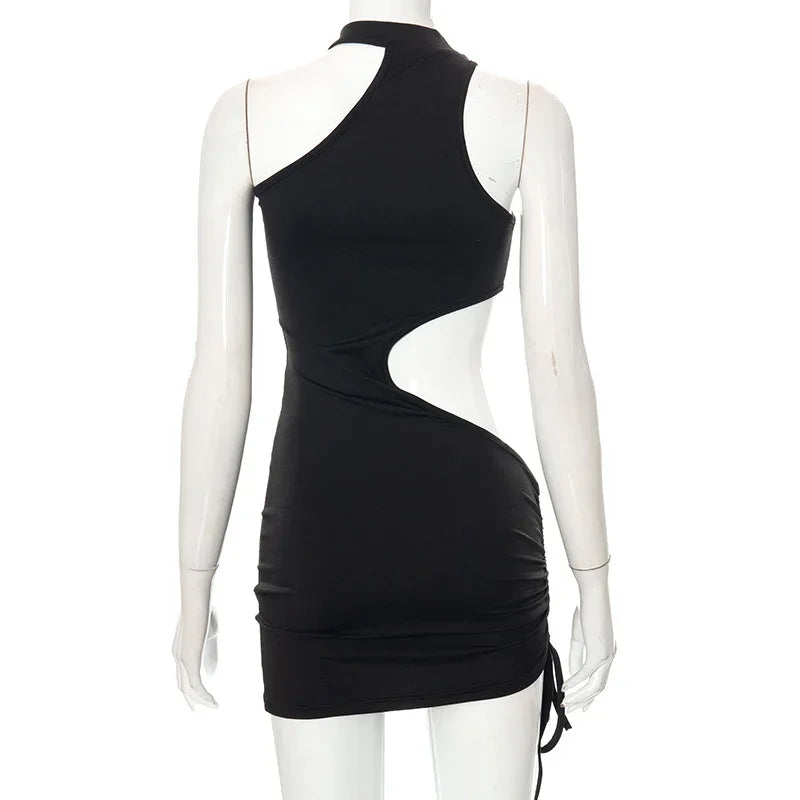 Gallia 3 couleurs micro robe asymétrique ouverte lacée sexy d'été - GUAPPAA