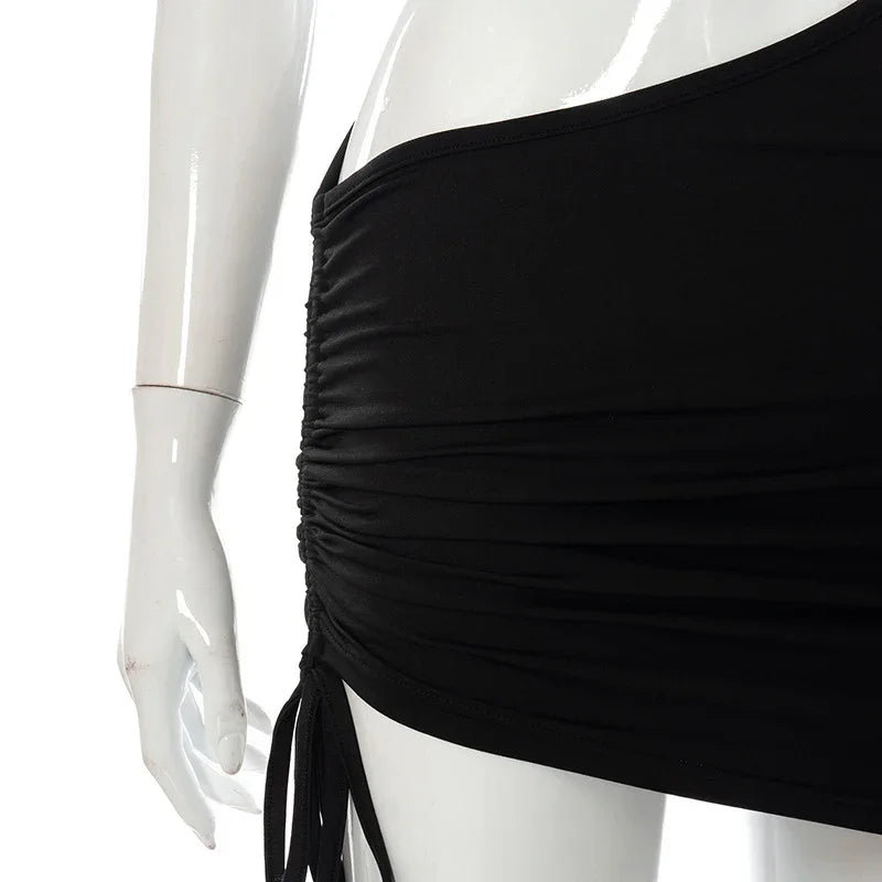 Gallia 3 couleurs micro robe asymétrique ouverte lacée sexy d'été - GUAPPAA