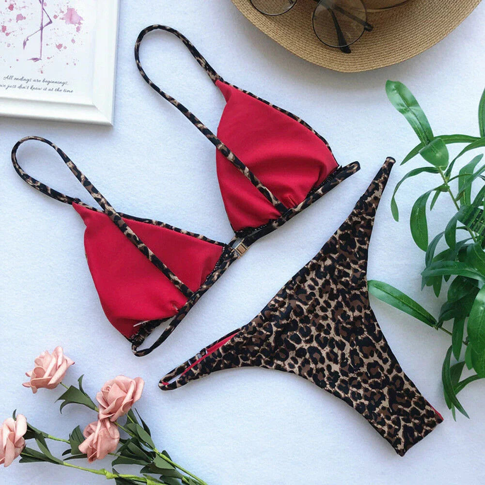 Maillot de bain 2 pièces string push-up femme sexy Le Léopard S M L - GUAPPAA