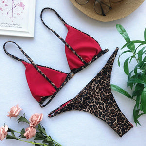 Maillot de bain 2 pièces string push-up femme sexy Le Léopard S M L - GUAPPAA