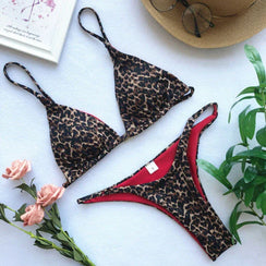 Maillot de bain 2 pièces string push-up femme sexy Le Léopard S M L - GUAPPAA