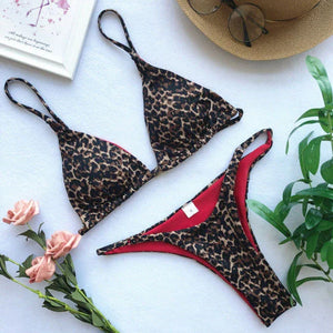 Maillot de bain 2 pièces string push-up femme sexy Le Léopard S M L - GUAPPAA